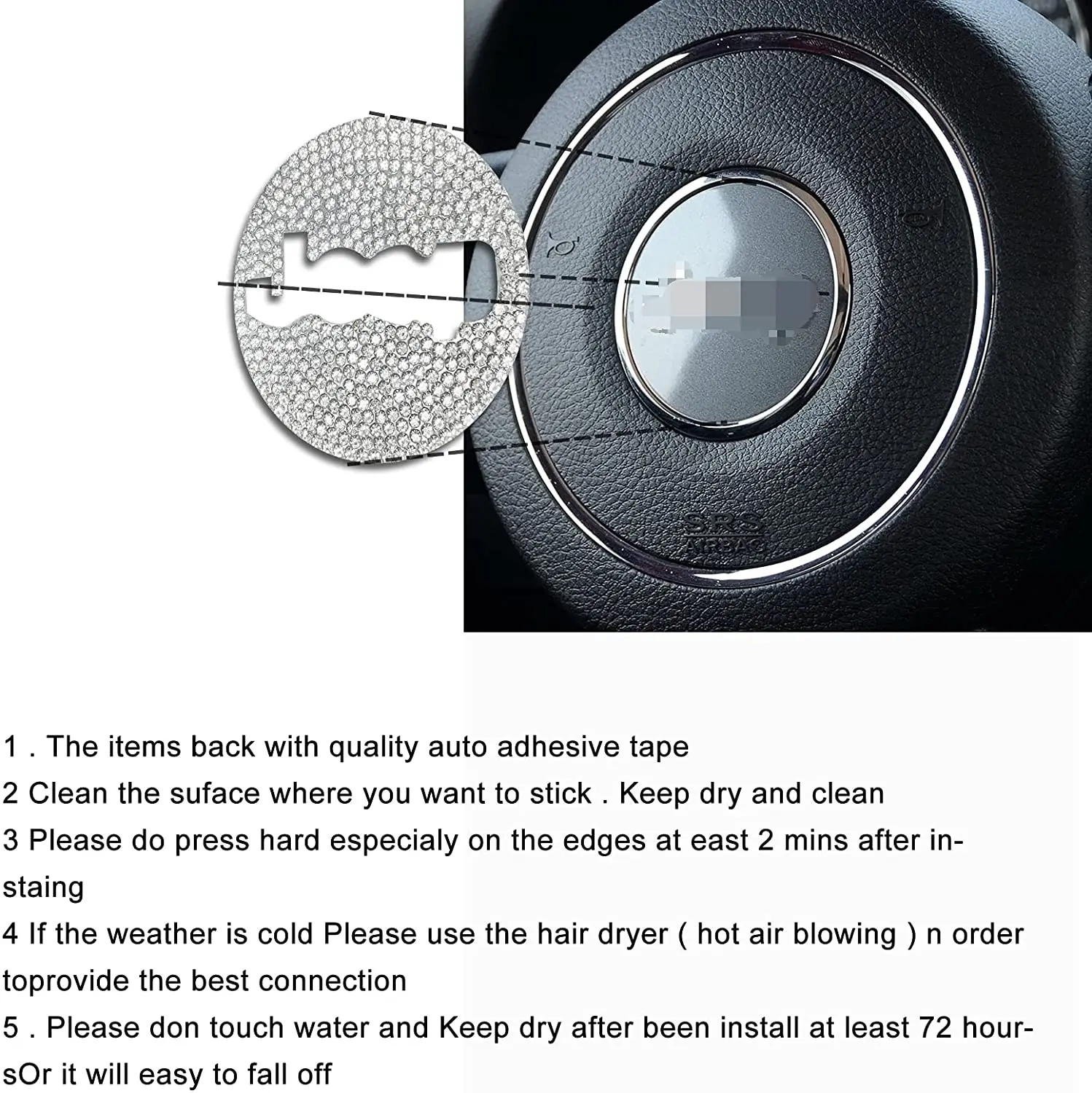 Bling Crystal Car Accessories Set Steering Wheel Sticker Cover Trim for Jeep Wrangler JK