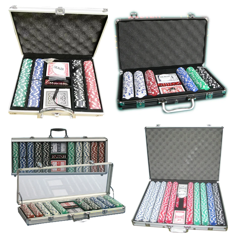 100-1000  chips poker set ,Aluminum suitcase carrying poker sets case playing card dice and dealer
