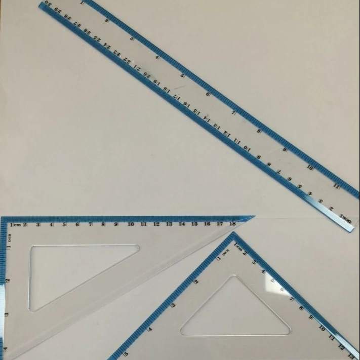 Blue Frame School Plastic Ruler Set
