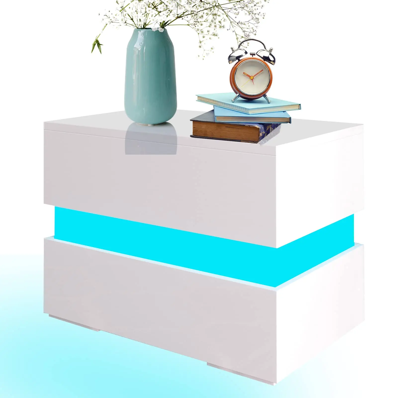 wood smart led nightstand set 2 with charging station nightstands floating bedside table mesitas de noche bedroom furniture