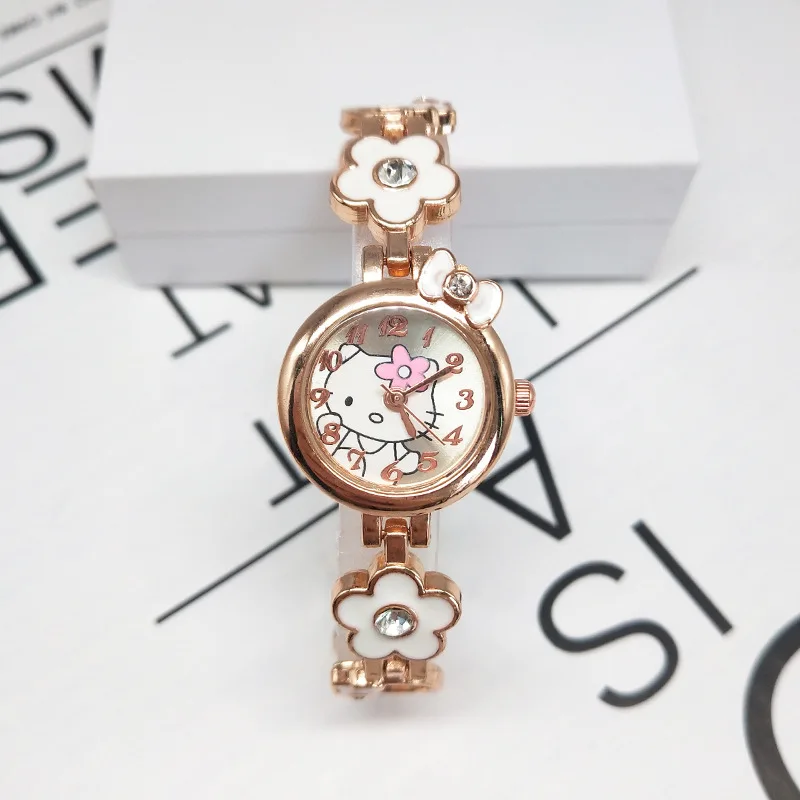 Детские часы Hello kitty с мультяшным рисунком браслет бриллиантами для девочек Студенческие Кварцевые подарочные
