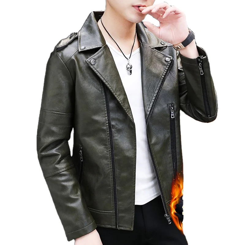 ODM street design fashion European and American leather jacket black retro motorcycle British style casual all-match leather jac