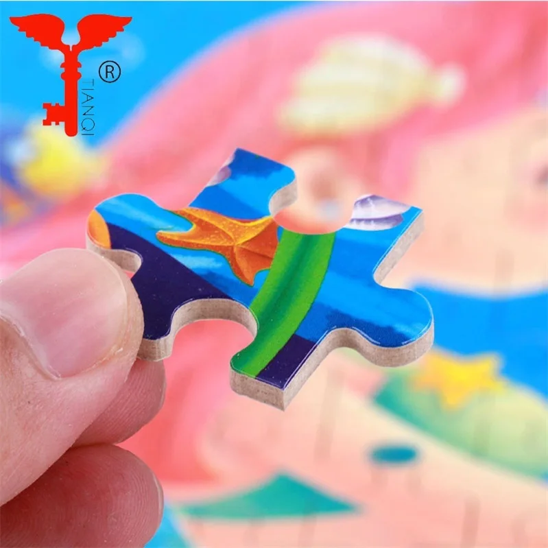 New Custom Wholesale Educational  Game Toy Children Animal  Cartoon Wooden Jigsaw Puzzle With Iron Box For Kids