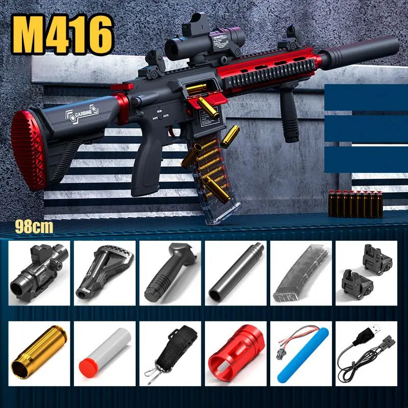 Amazon electric shooting toys gun for adult nylon real gun m416 soft bullet gun for boy