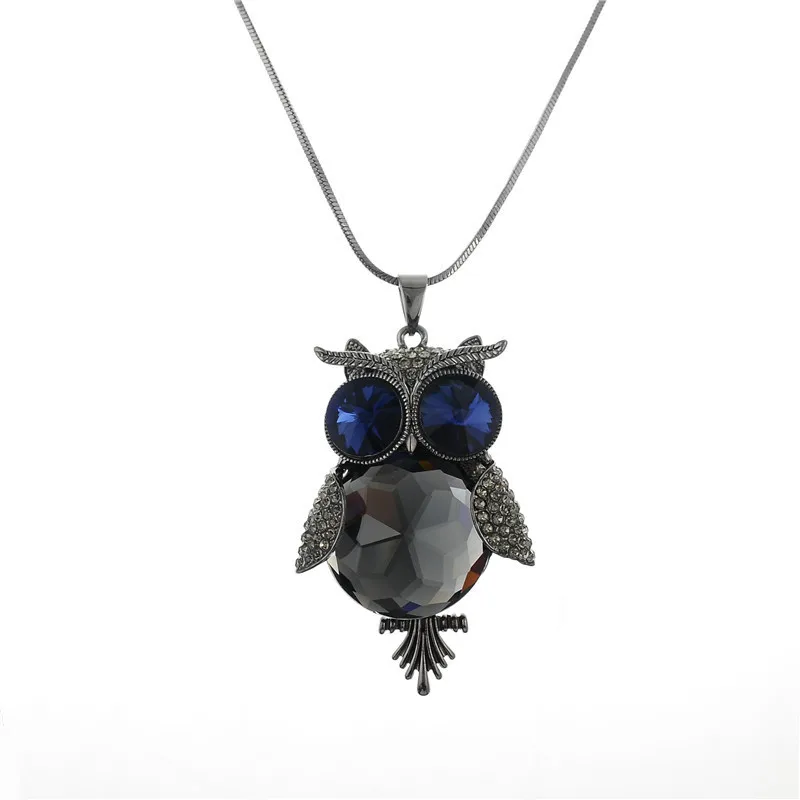 Autumn winter fashion temperament owl sweater chain crystal joker long necklace pendant