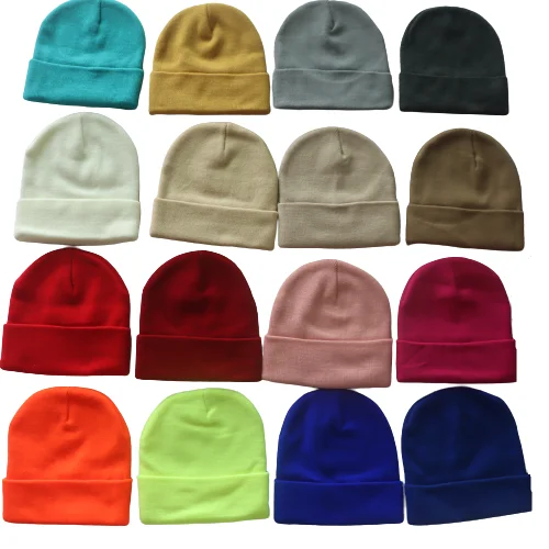 Wholesale blank Cheap price recycled acrylic beanie hats plain no logo adults hip hop stylish beanies hat knitted