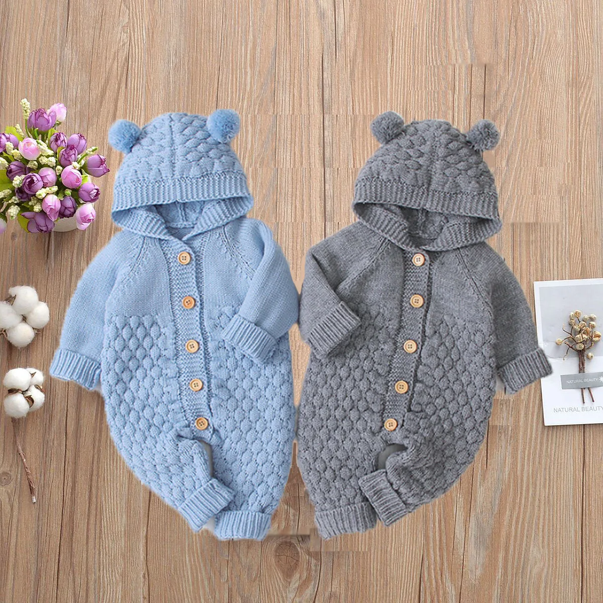 baby romper warm and thick to keep out the cold winter three-dimensional fur ball knitted sweater for toddler age 0-12 months