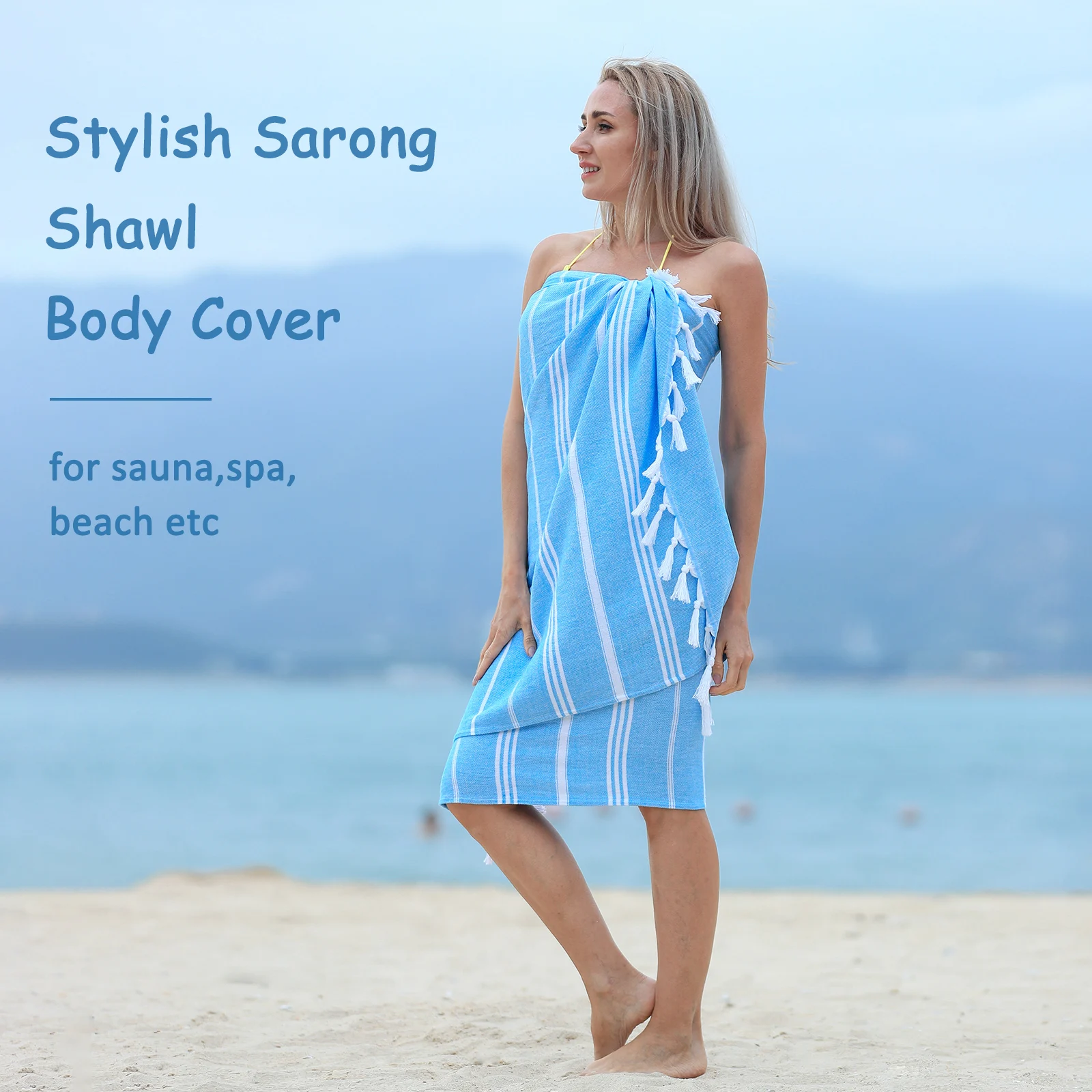 BLX 100% Cotton Super Dry Yoga Soft Colorful Quick Water-absorbing Sand Free Beach Towel for Beach Kitchen Gift Woven Rectangle