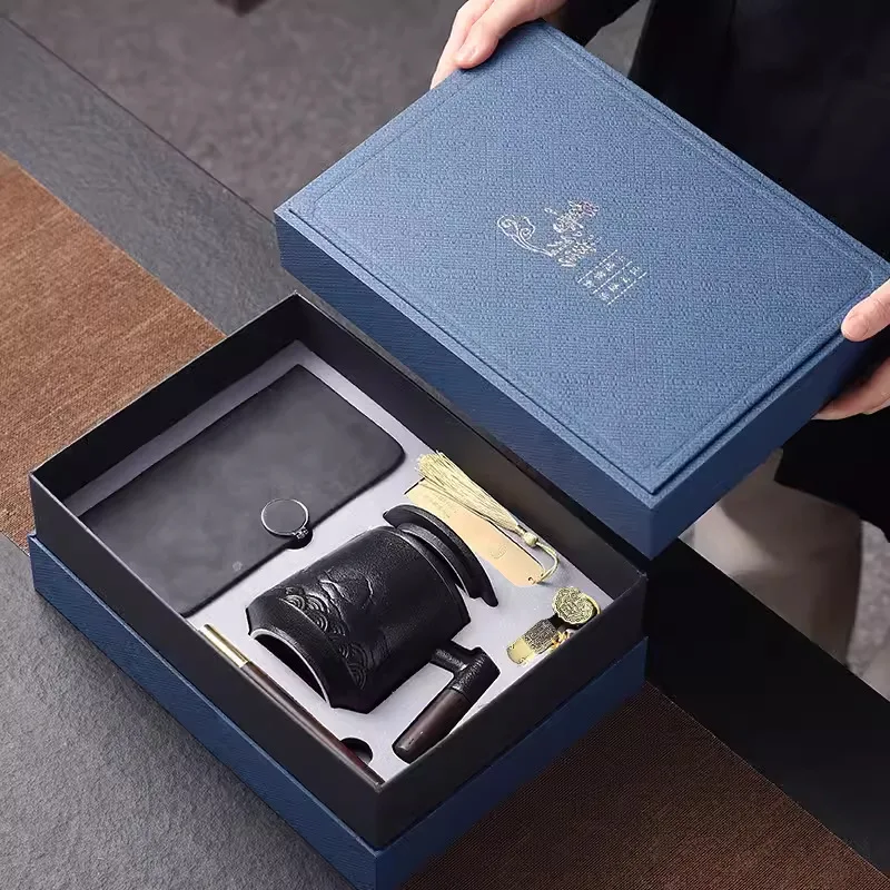 Top sales gift sets for men Flask A6 notebook fountain pen ink refill surprise gift set box packaging