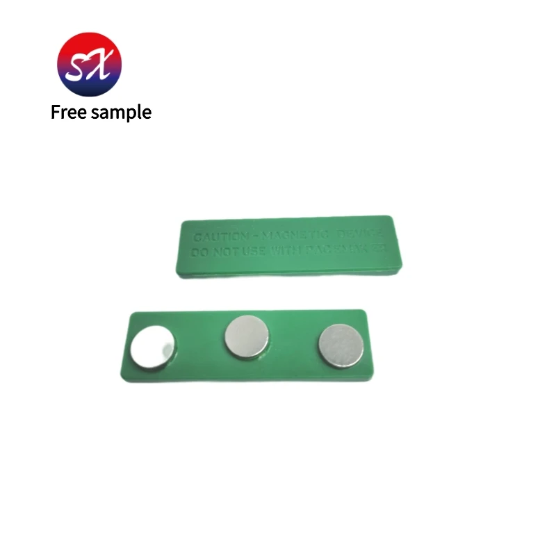 100 Pack Strong Magnetic Name Badge Holders Green Magnets With Steel Back Plate