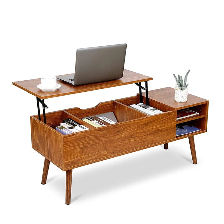 Nordic Lifting Coffee Table 1 Piece Chestnut Multifunction Lift able Coffee Table  With Lift Up Top Transforming