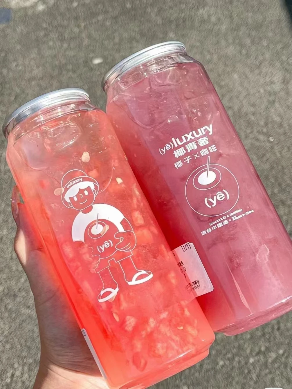 400ml 500ml 600ml Empty disposable Plastic Juice Beverage Container food grade  PET milk tea bottle With Aluminum lid