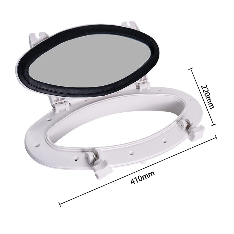 High strength toughened glass impact resistant plastic framed portholes