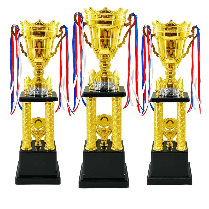 Manufacturers Metal Trophy Black Base Customized Gymnastics Soccer Big Size Medal Golden Sports Champions League Trophy Cup