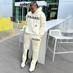 Custom logo Stacked Sets Sweat Suits men Two Pieces Winter Flare Pants Sets hoodies Tracksuits sweatsuit for Men