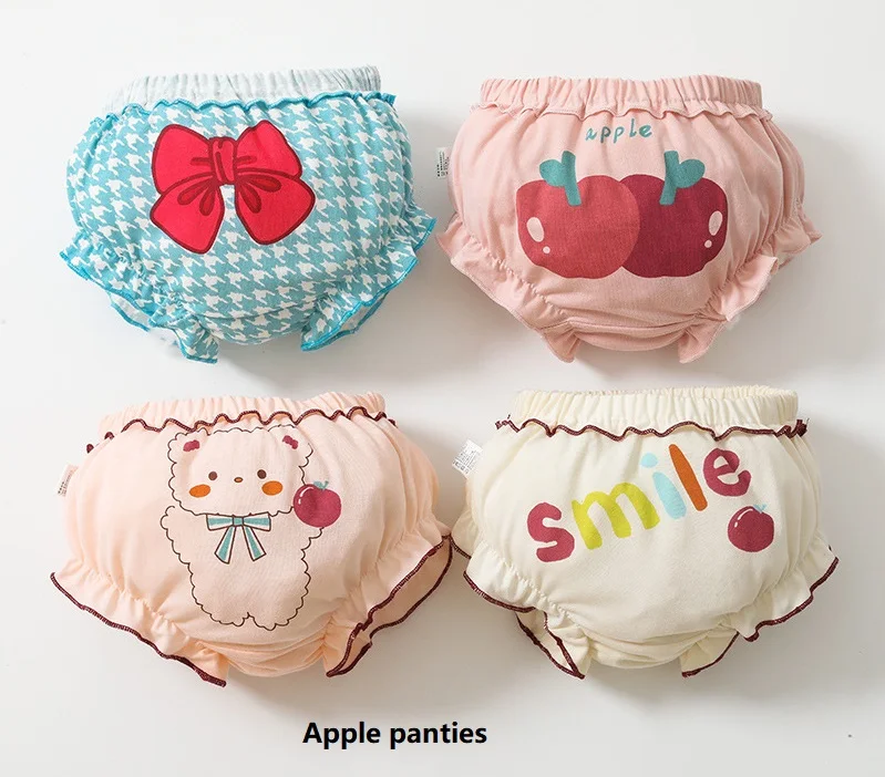 4PCS NEW Kawaii Elastic cute Cartoon Panties Printed Children Pure Cotton Shorts cotton Underwear set for baby girl