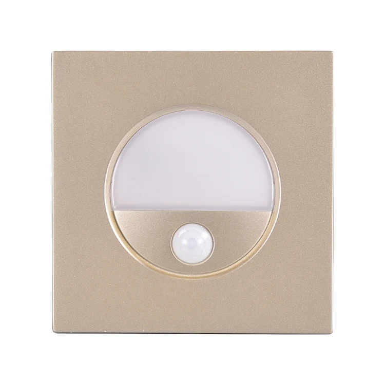 indoor white square 1w PIR sensor foot lamp recessed motion sensor led step stair lights side staircase light
