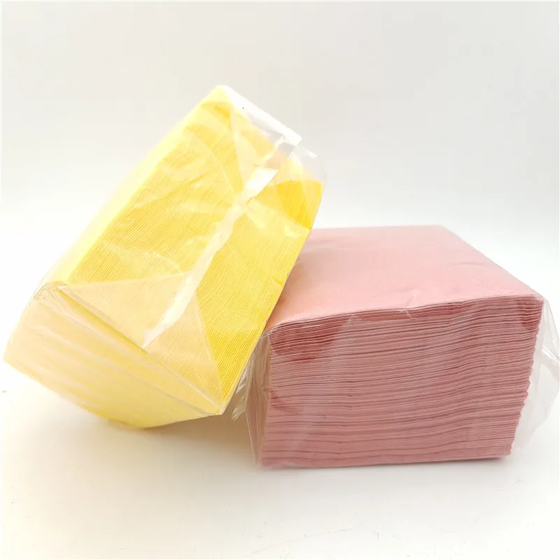 Wholesale Customized High Quality Virgin Pulp Yellow Printed Decorative Mixed Flamings Paper Napkins