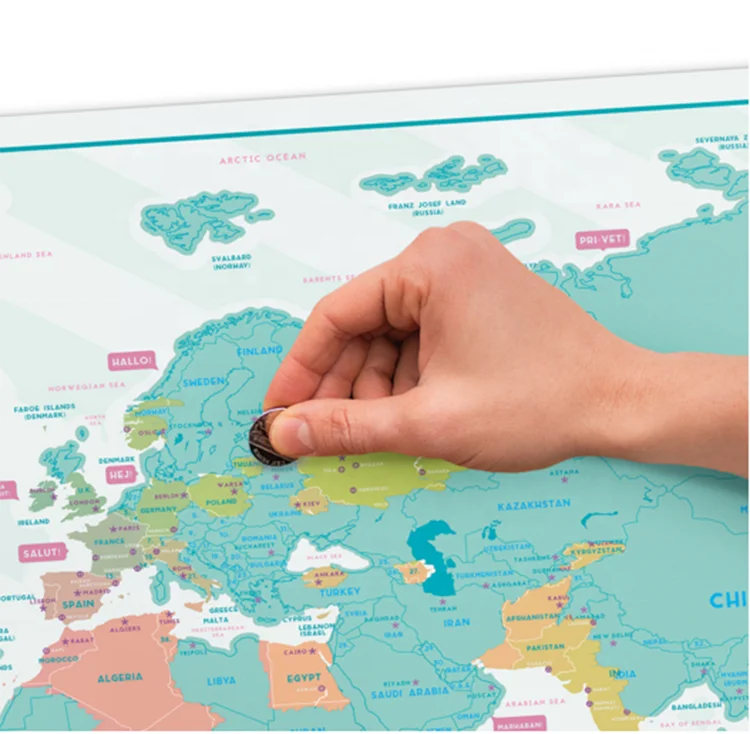 
2021 Best Selling 250g Coated Paper White World Map To Scratch 