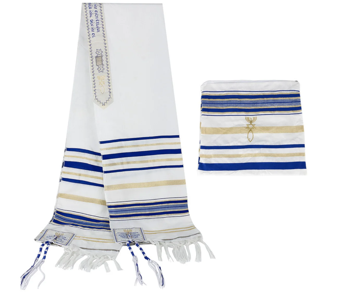 Custom Unisex Kosher Israel Muslim Jewish Talit Christian Polyester Large Prayer Shawl With Bag