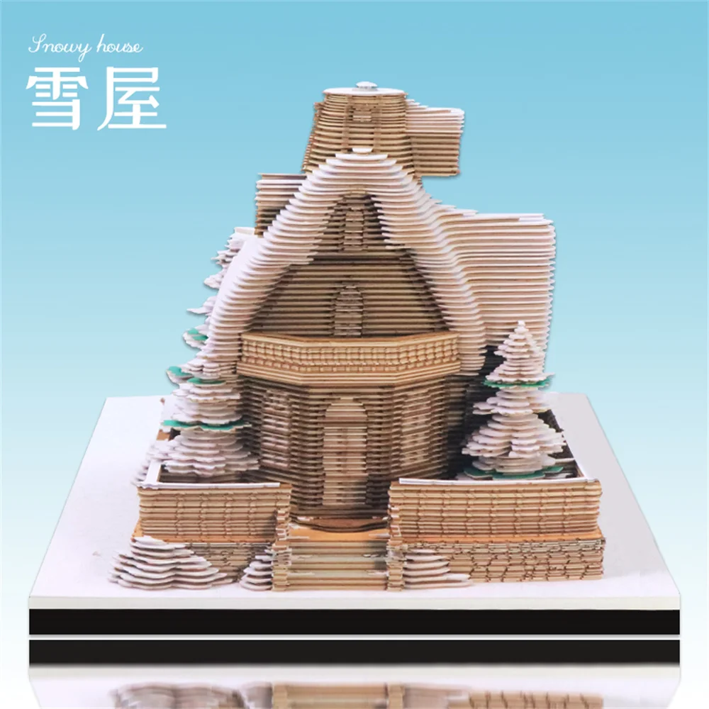 Fine Laser Engraving Paper Craft Sticky Note Personalized Igloo 3D Paper Carved Note For Commercial Use