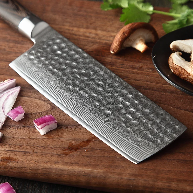 Handmade Japanese Style Nakiri Knife 67 Layers Damascus Stainless Steel Cooking Sharp Vegetable Knives With Pakka