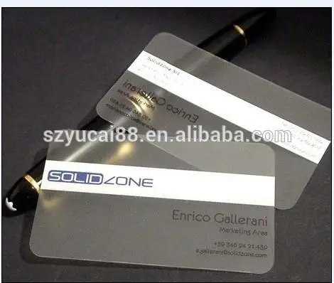 High quality transparent plastic custom business card logo print