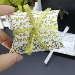 Pillow Ribbon Paper Sweet Candy Packaging Box for Wedding Baby Shower Party Gift Box
