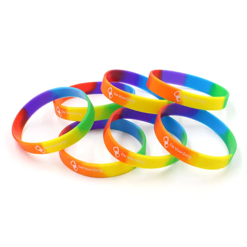 Customizable Debossed Color Filled Rubber Bracelet Silicon Band Printing Promotional Silicone Wristband with Logo Custom