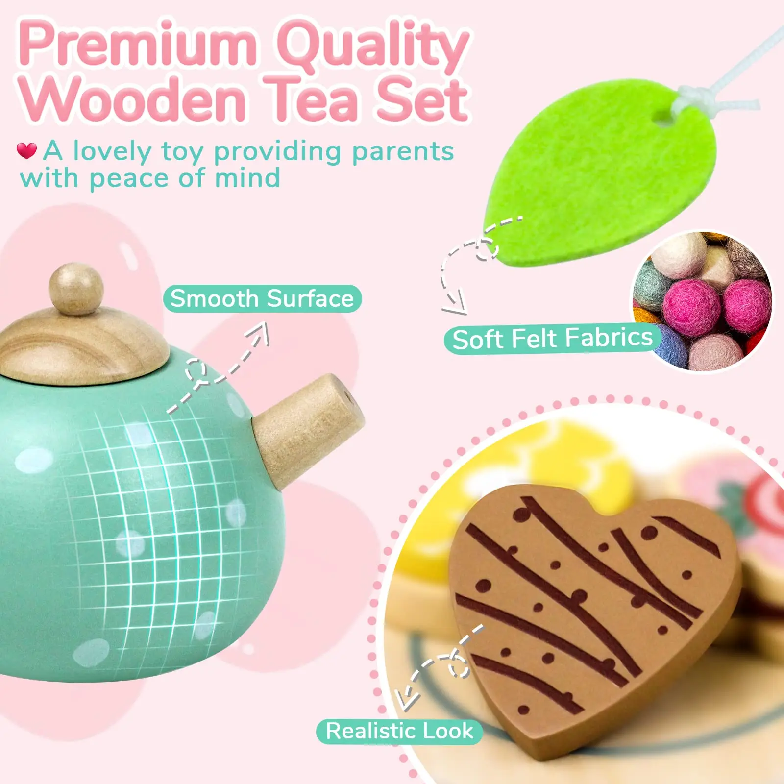 Wooden Afternoon Tea Set For Little Girls And Boys Play Food Pretend Play Kitchen Accessories Party Food Toys Educational Toys