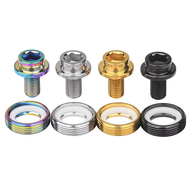 Titanium Bolt M8x15mm Square Hex Screws With Dust Cap Gasket for Pass Brompton Bottom Bracket Bike Ti suit Parts