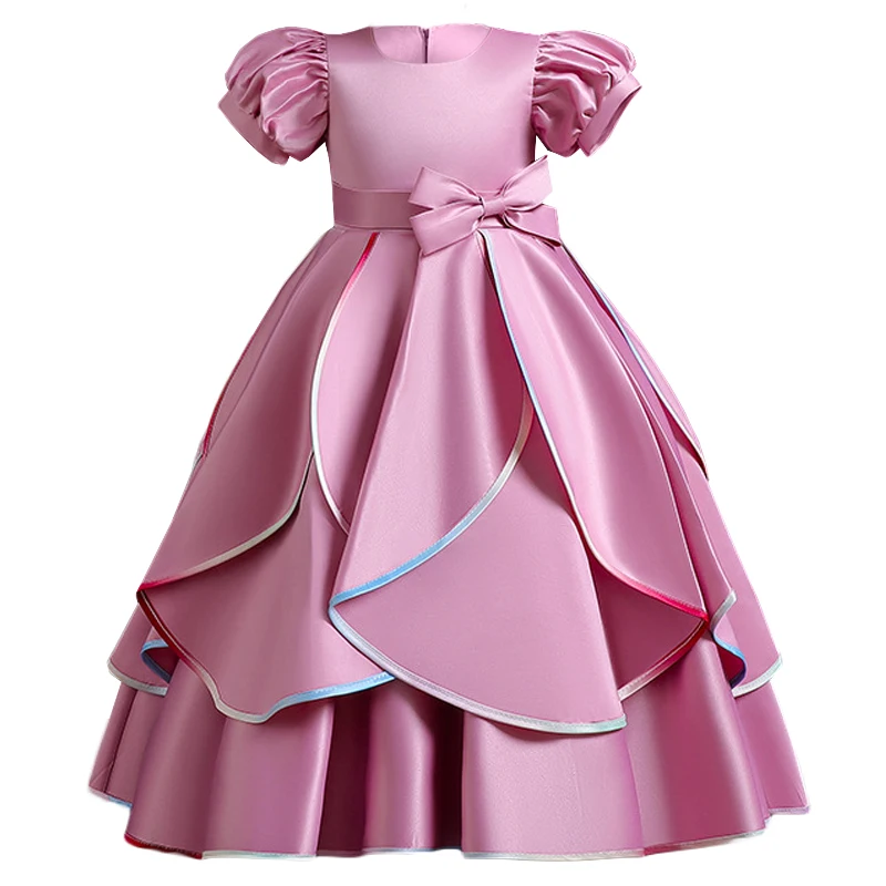 LZH 3-10T Children Elegant Princess Gown Flower Girls Wedding Dress Kids Prom Evening Party Dress Frocks
