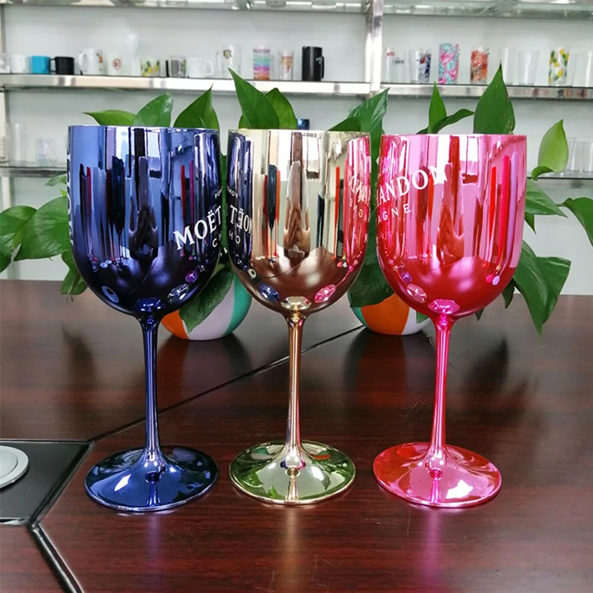 Ice Imperial Champagne Pink Rose Acrylic Goblets Glasses Flutes