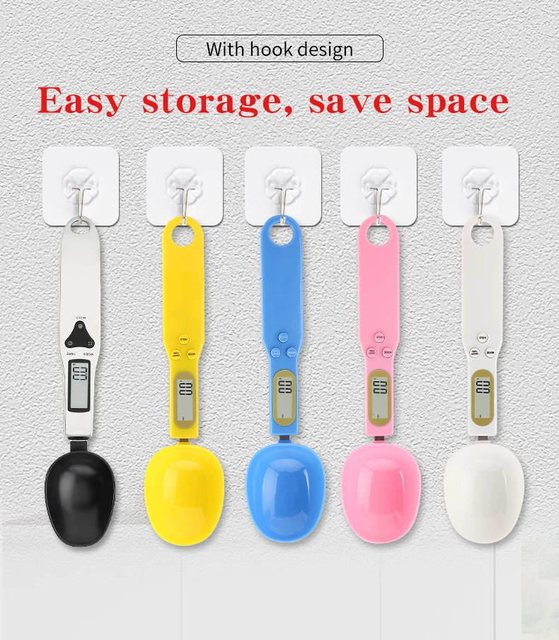 Cheapest digital kitchen scales measuring food spoon 500g/0.1g white blue pink yellow for cooking balance