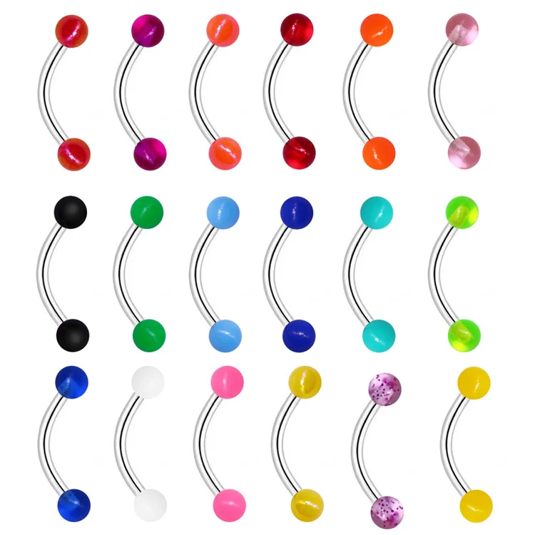 Getta Ready to Ship Steel Color Ball End Curved Barbell Bridge ERL Tongue Ring Snake Eyes  piercing jewelry