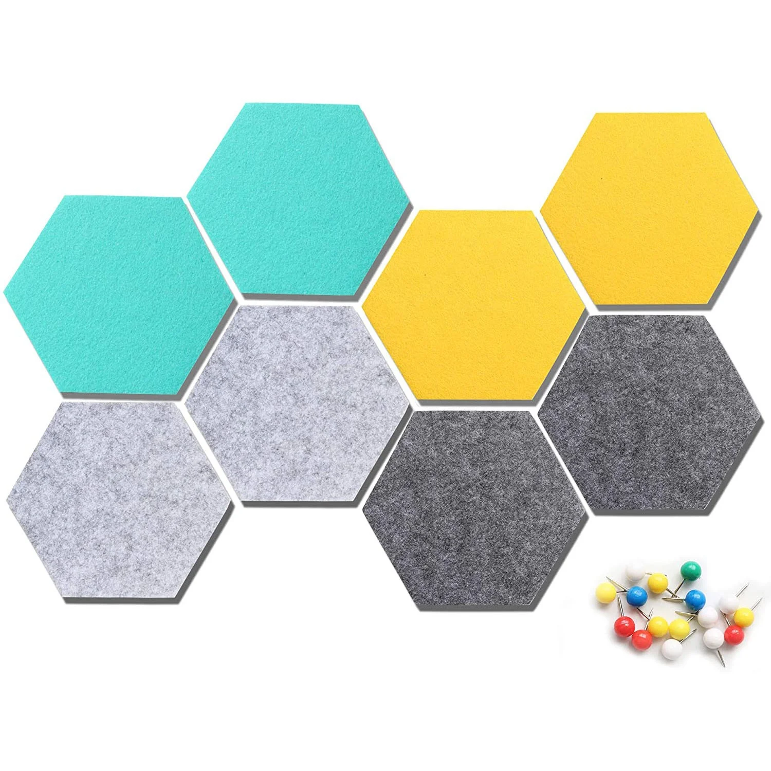 Felt Tile Board Hexagon Push Pin Board for Wall Decor Self Adhesive Wall Bulletin Boards for Notes Pictures Photos Memo Office
