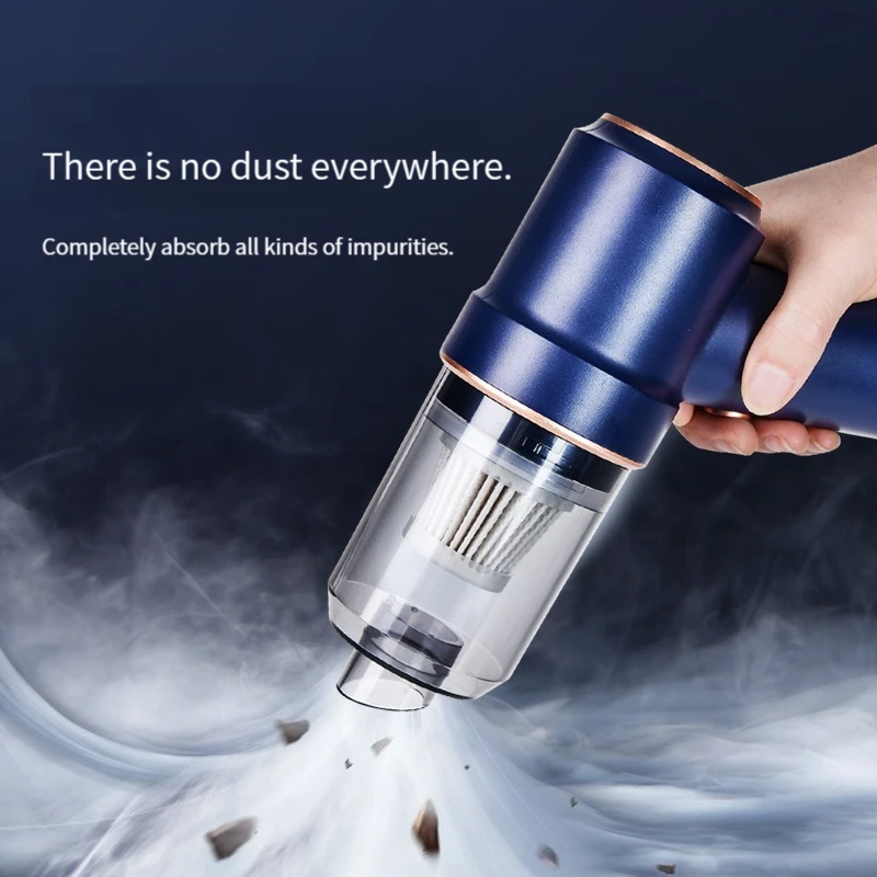 Portable handheld blowing and suction integrated car vacuum cleaner with light mini wireless