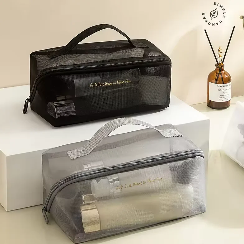 2024 усовершенствованная портативная косметичка из ПВХ, Большой Вместительный чехол с узором в форме гусиных лапок с логотипом для путешествий и мытья плитки