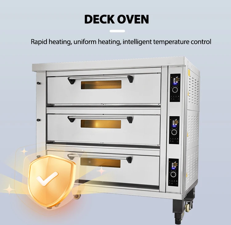 Promotional OEM Low Price Commercial Industrial Big 3 Deck 9 Trays Gas Electric Cake Pizza Toaster Bread Bakery Baking Deck Oven