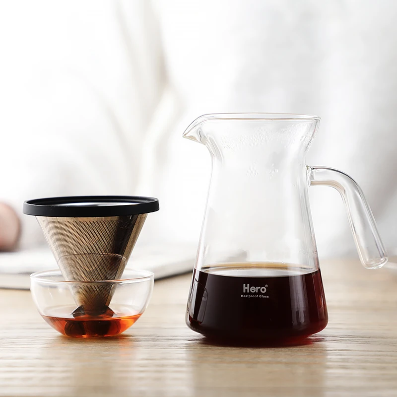 Portable home brew hot sale stainless filter coffee pot maker pour over dripper pot server