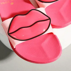 Sexy red lips spring summer new women outdoor flat durable slippers outdoor casual non-slip slippers