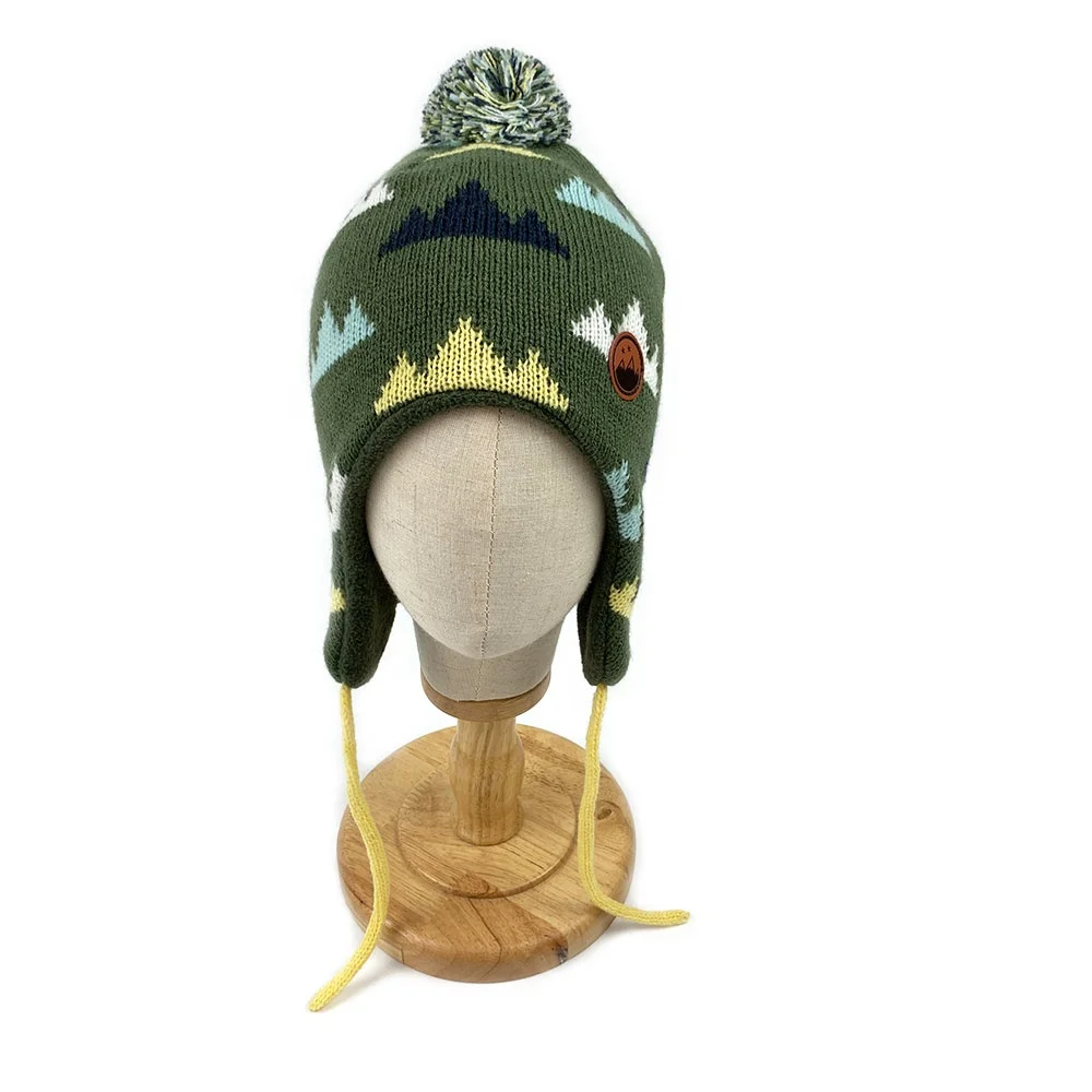 
High Quality Cute Kids Winter Hat Knitted Beanie With Earflap And Braids With Lining For Kids 