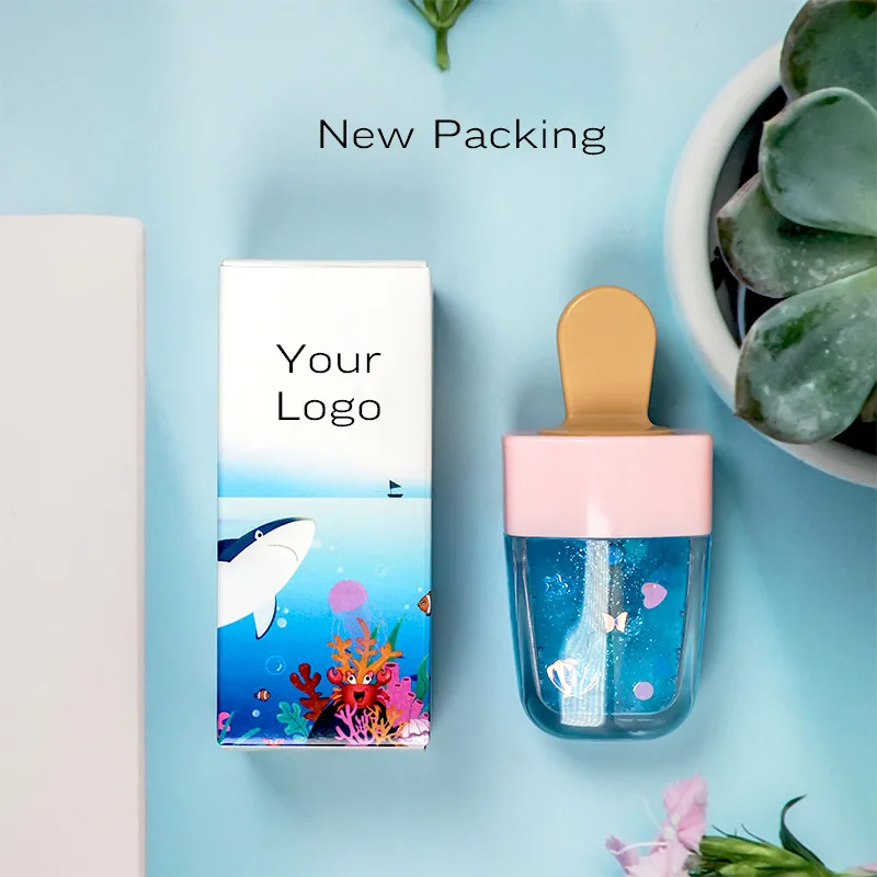 Glitter Cute Ice Cream Lip Gloss SeaWorld Pearlescent Moisturizing Lip Glaze Lip Gloss no logo