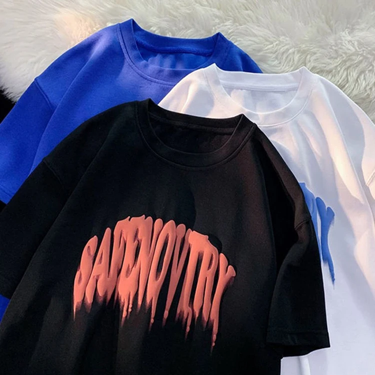 Custom Premium Quality Heavy Weight Streetwear Loose Fitted 3D Puff Print T-Shirt Men Cotton Puff Printed T Shirt