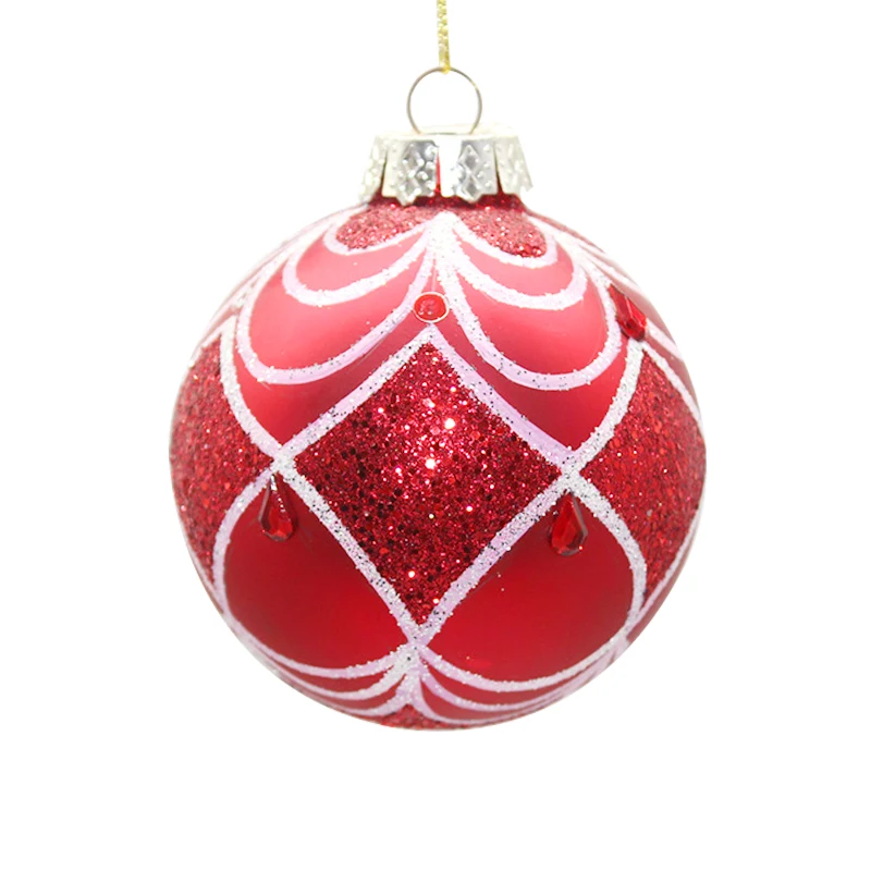 Christmas Glass Balls Painted Ornaments Hanging Decoration Pendant Printed Baubles Supplies Decor For Tree Holiday Easter Wreath