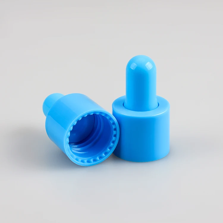 18/415 smooth closure pink yellow blue green dropper cap with pipette and rubber bulb