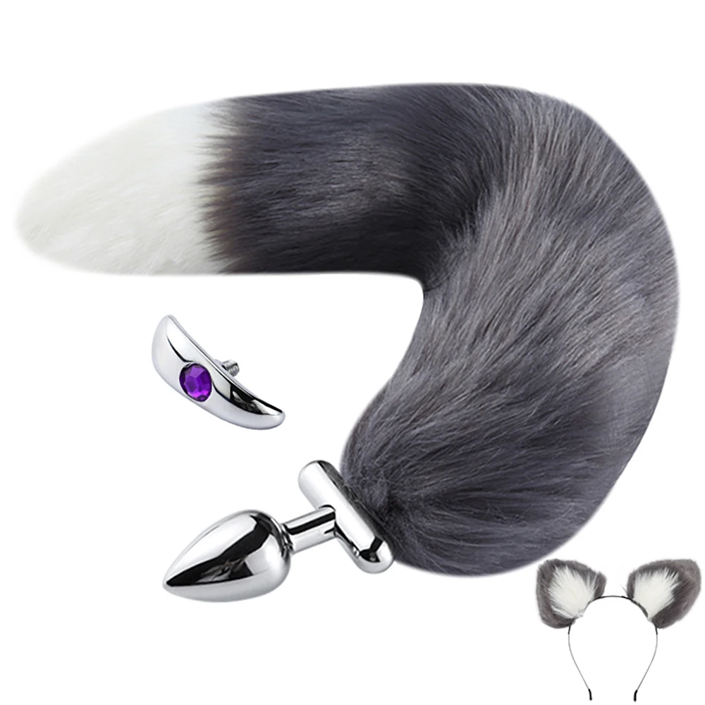 Faux Fur Metal Anal Plug Cat Ear DDLG ABDL Fox Tail Butt Plug