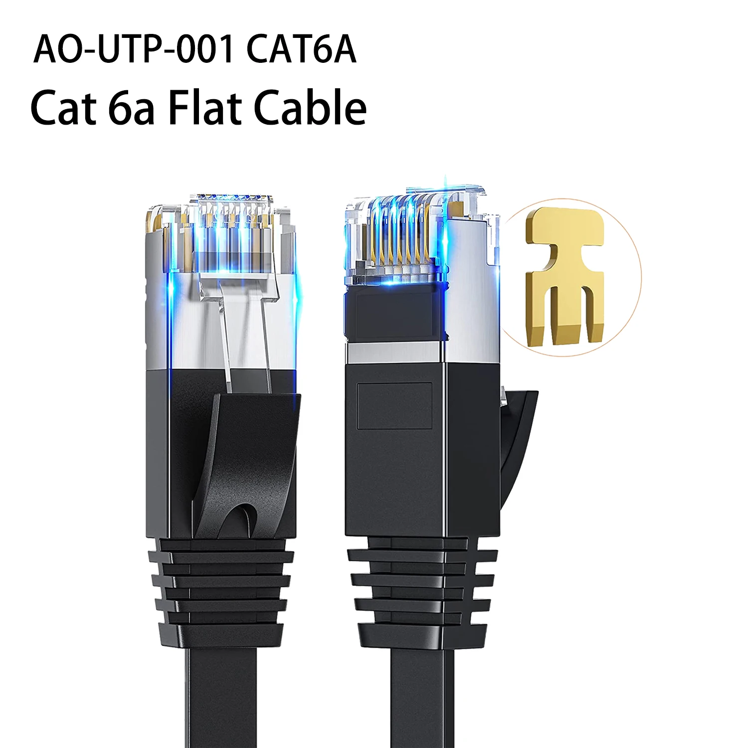 Flat Cat 6 Ethernet Cable High Speed Ethernet Cord LAN Cable with RJ45 Weatherproof Flat Internet Network Patch Cord