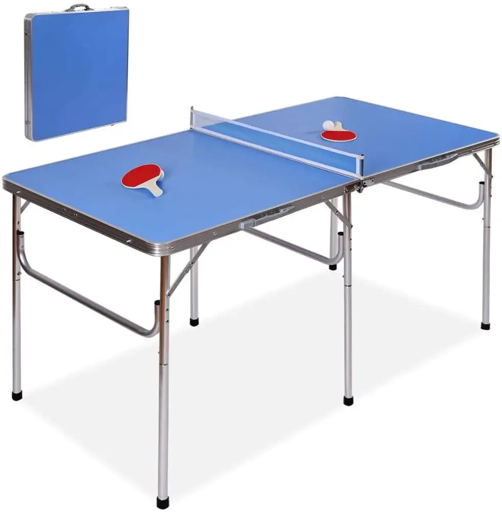 Portable Tennis Table Folding PingPong Table Game Set with Net, 2 Table Tennis Paddles and 2 Ping Pong Balls for Indoor/Outdoo