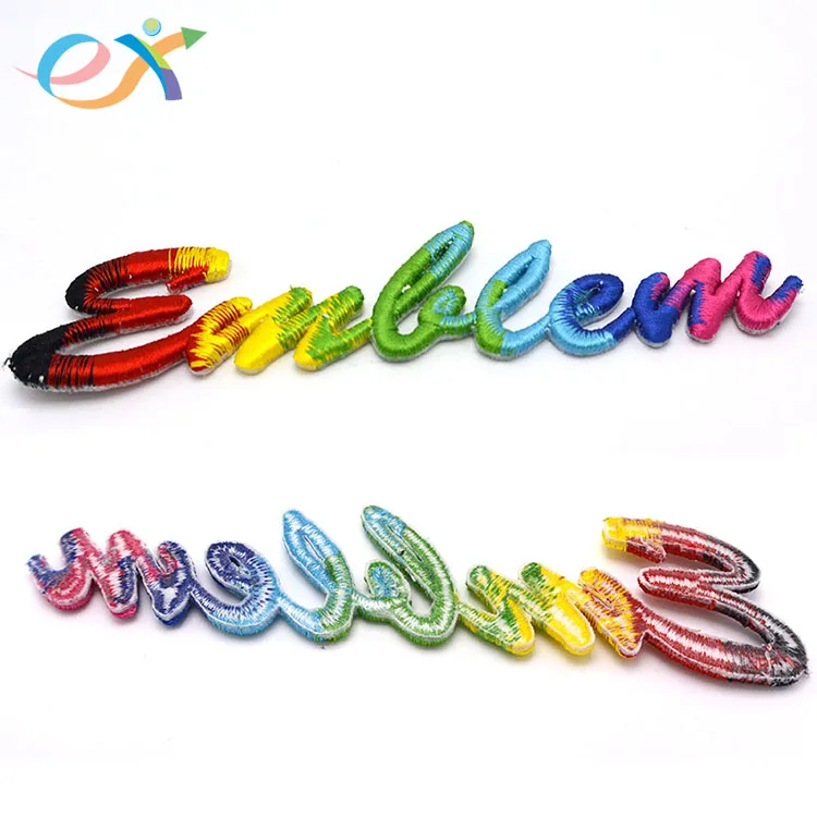 Custom clothing shirt iron on logo 3d puff gold S and F letters iron on embroidery patch